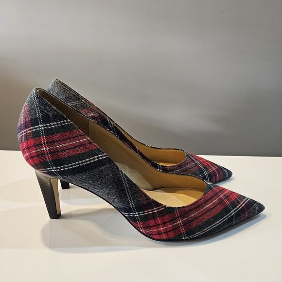 Talbots Tartan Plaid Versatile Pump Heels Size 8 1/2M Red Multicolor READ - Picture 2 of 10